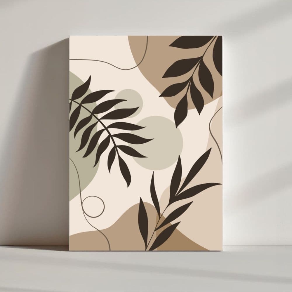 Abstract Botanical Balance in Earth Tones – Boho Canvas Wall Art ()
