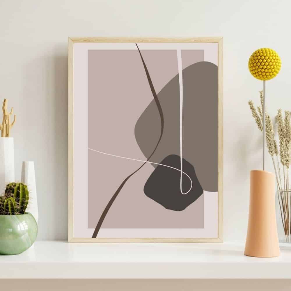 Abstract Lines & Earth Shapes Harmony – Boho Canvas Wall Art ()