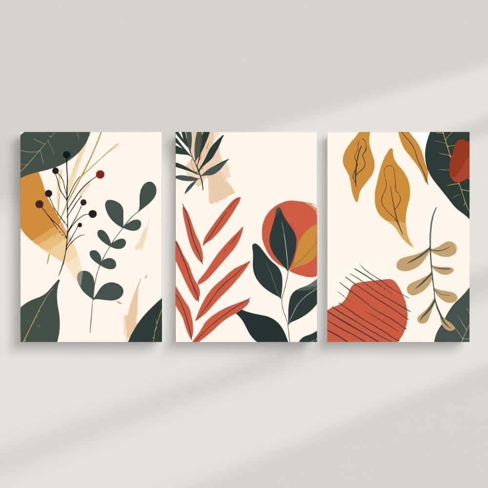 Autumn Botanical Harmony – Boho Canvas Wall Art ()