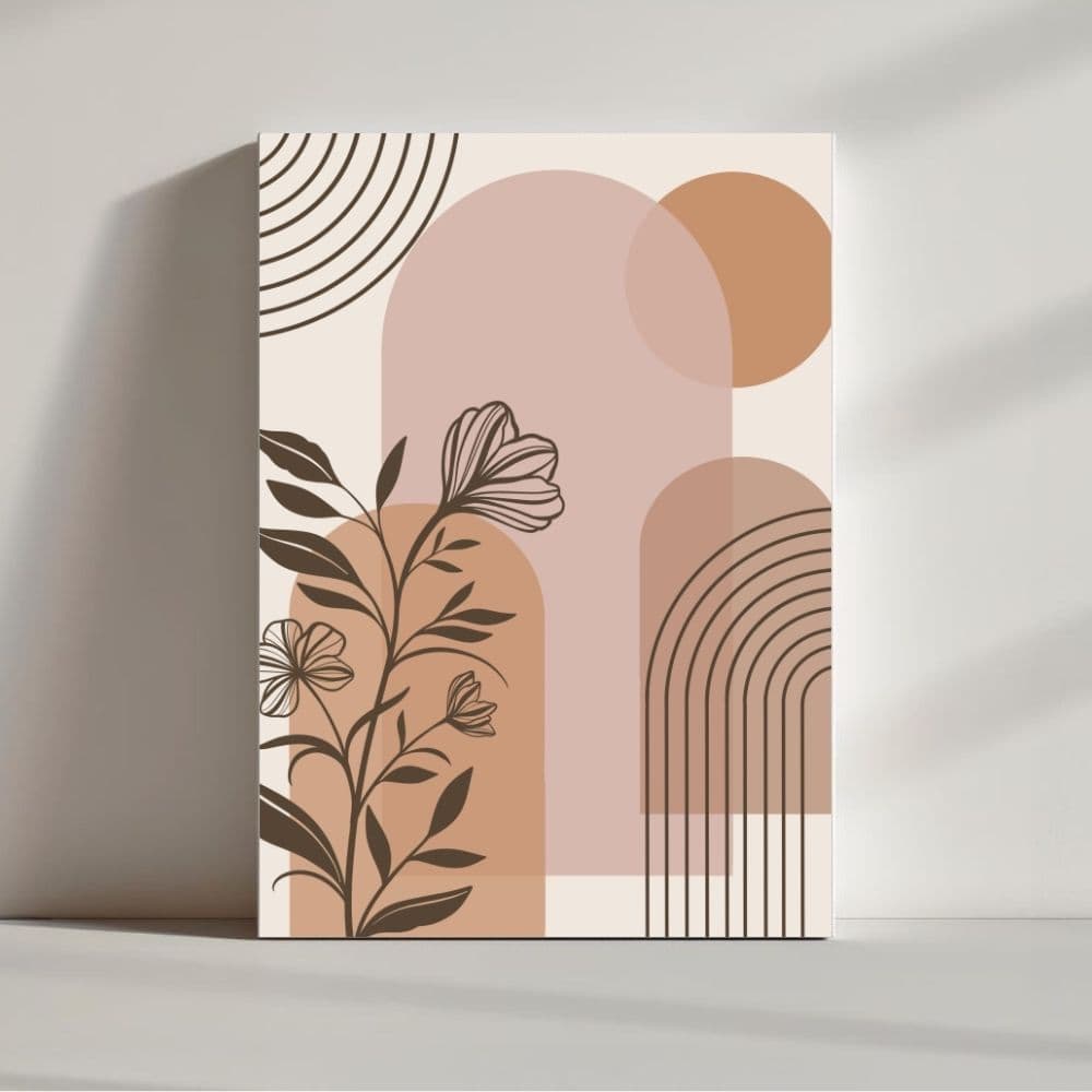 Blush Arches & Blooming Lines – Boho Canvas Wall Art ()
