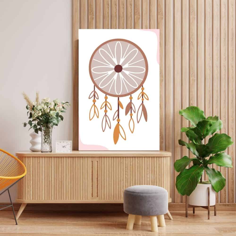 Boho Dreamcatcher Wall Art – Minimal Feather Charm ()