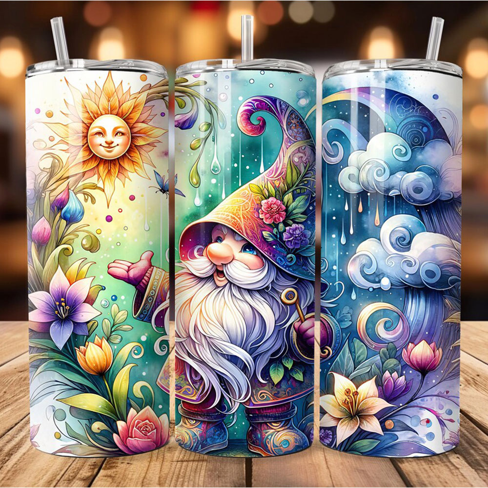 Boho Garden Gnome & Weather Magic – Boho Skinny Tumbler