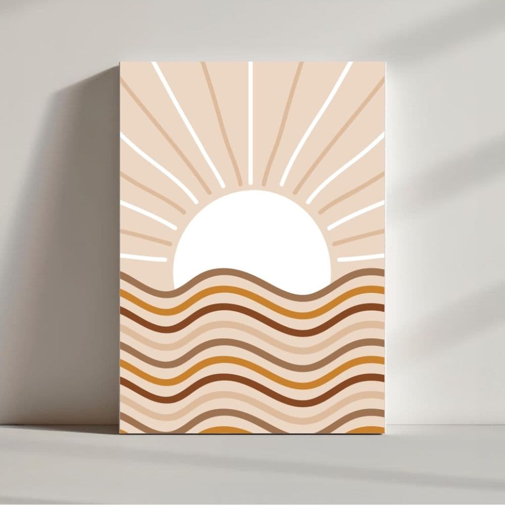 Boho Sunrise – Warm Desert Waves Wall Art ()