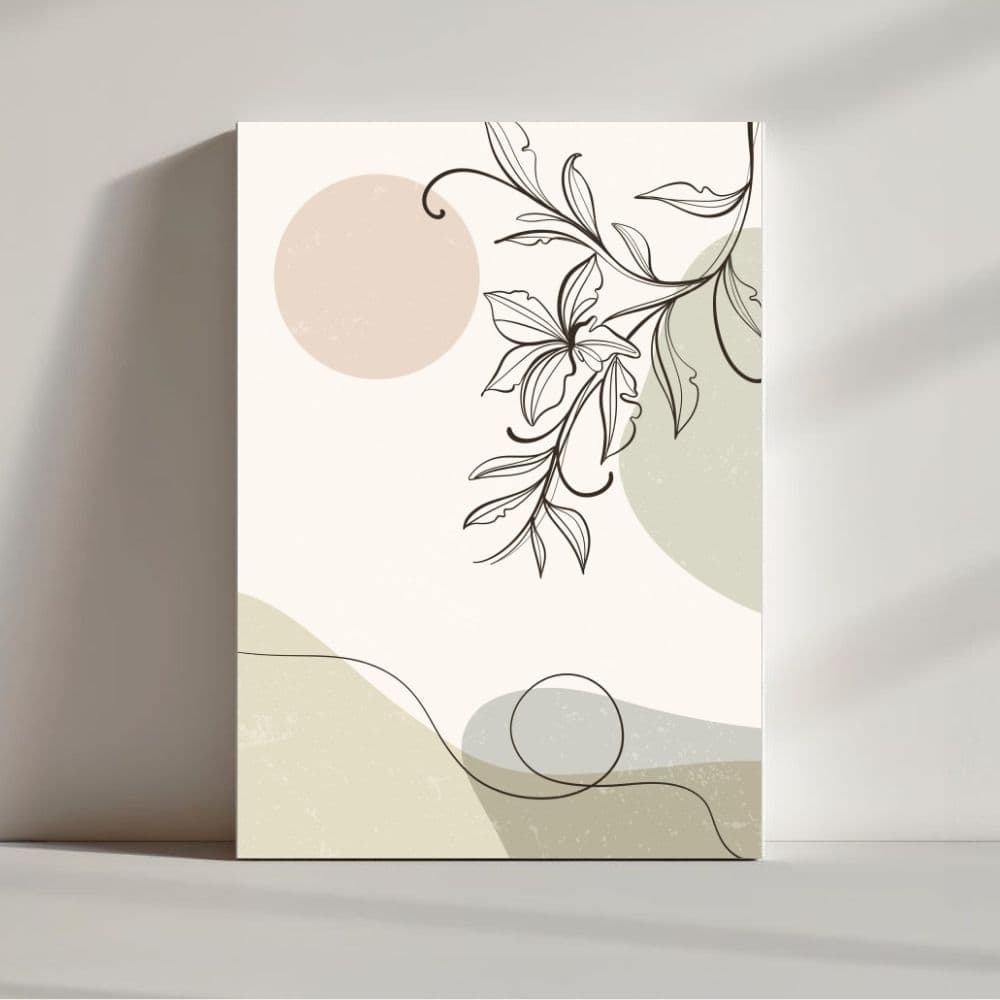 Botanical Grace in Soft Neutrals – Boho Canvas Wall Art ()