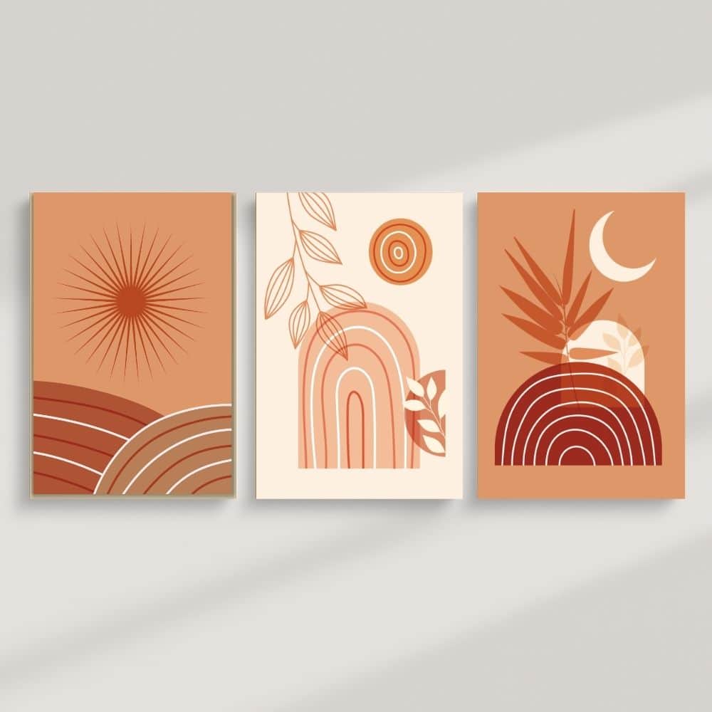 Burnt Sienna Earth Symbols – Boho Canvas Wall Art ()