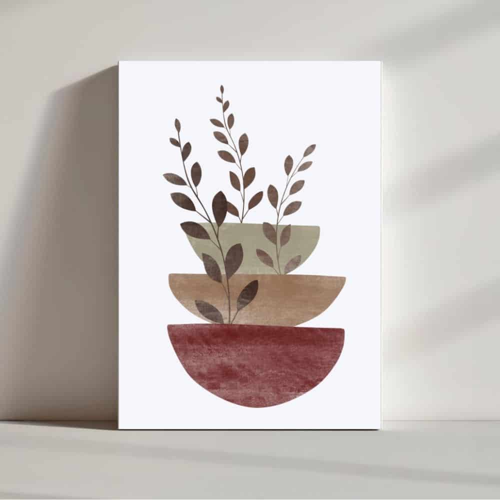 Calm Botanicals – Minimalist Boho Plant Stack Wall Art ()