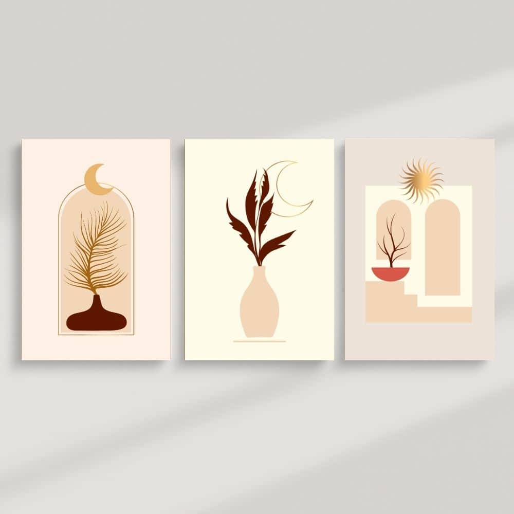 Celestial Botanica Glow – Boho Canvas Wall Art ()
