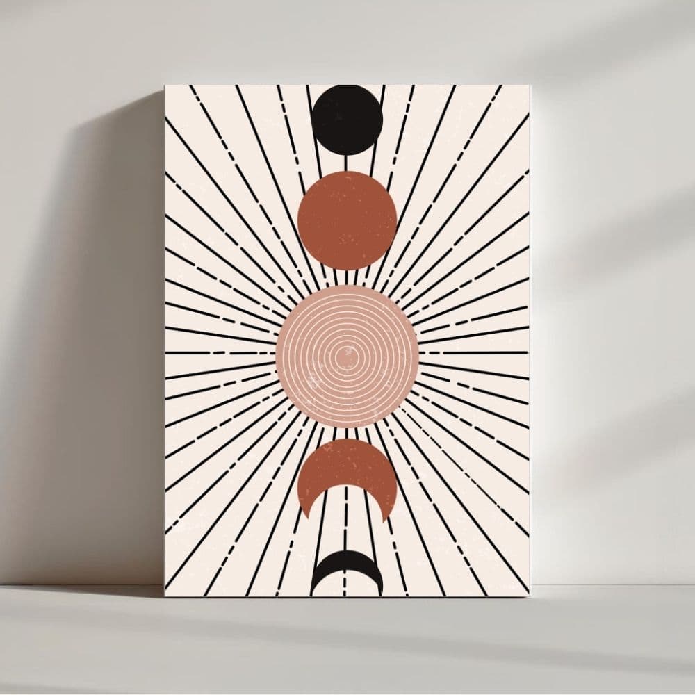 Celestial Phases – Boho Sun & Moon Abstract Print ()