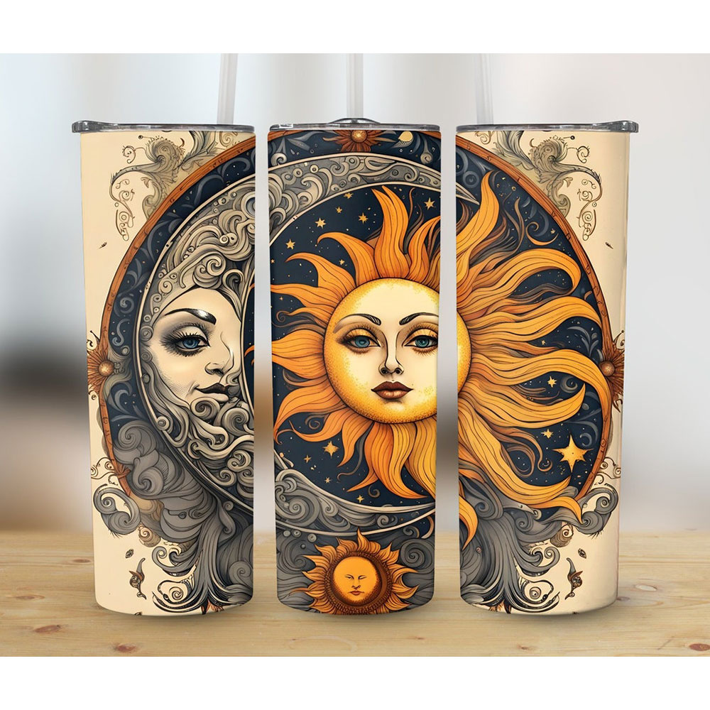 Celestial Sun & Moon Goddess – Boho Skinny Tumbler ()