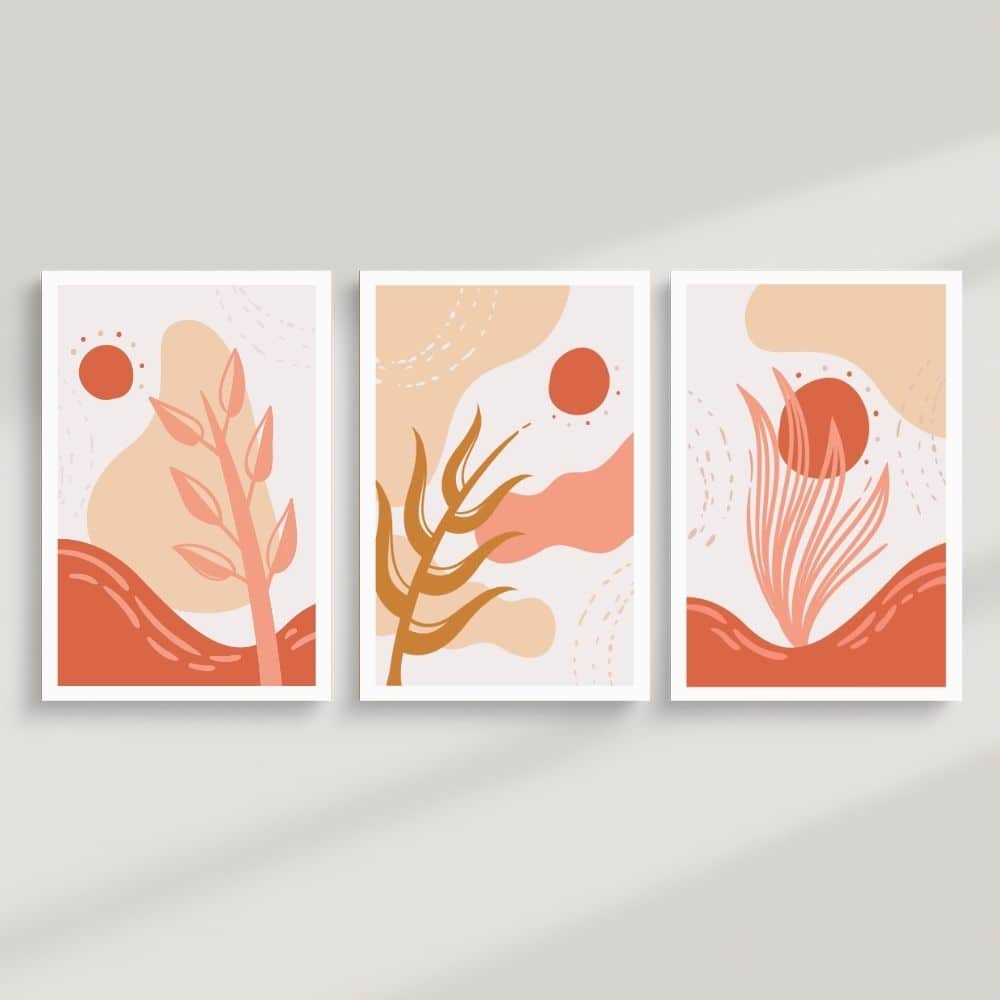 Coral Desert Botanicals – Boho Canvas Wall Art ()