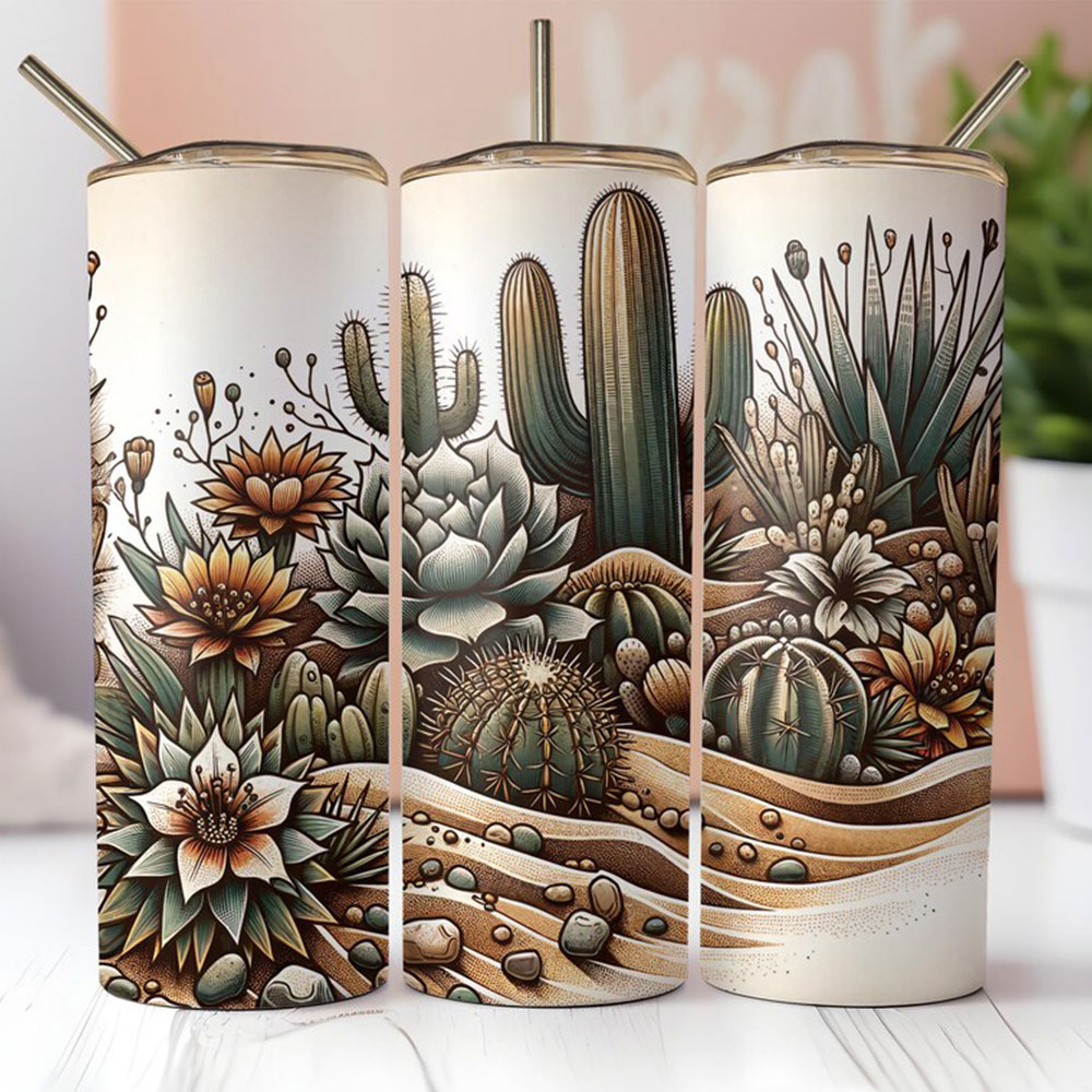 Desert Bloom Serenity – Boho Skinny Tumbler