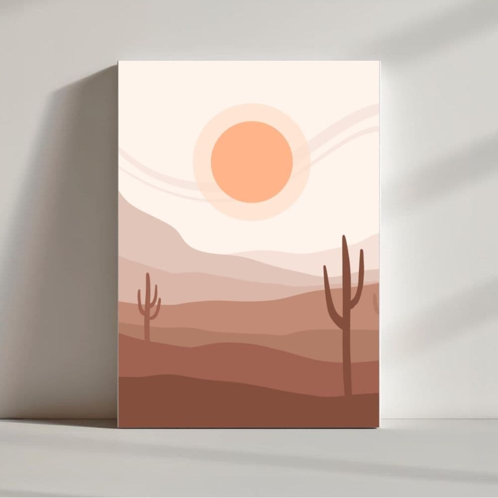 Desert Sunscape Serenity – Boho Canvas Wall Art ()