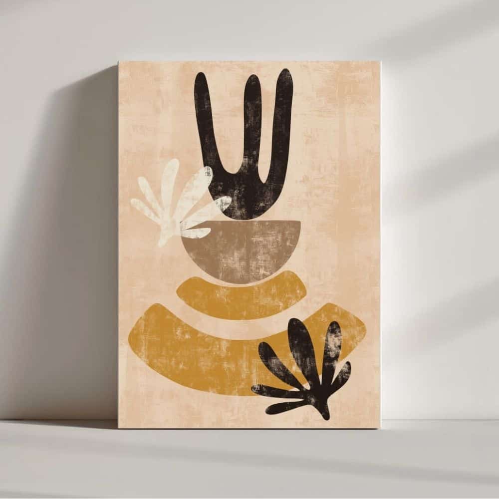 Earthy Abstract Plant Forms – Boho Canvas Wall Art ()