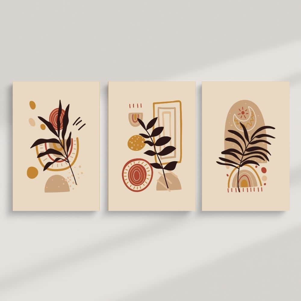 Earthy Botanical Abstracts – Boho Canvas Wall Art ()