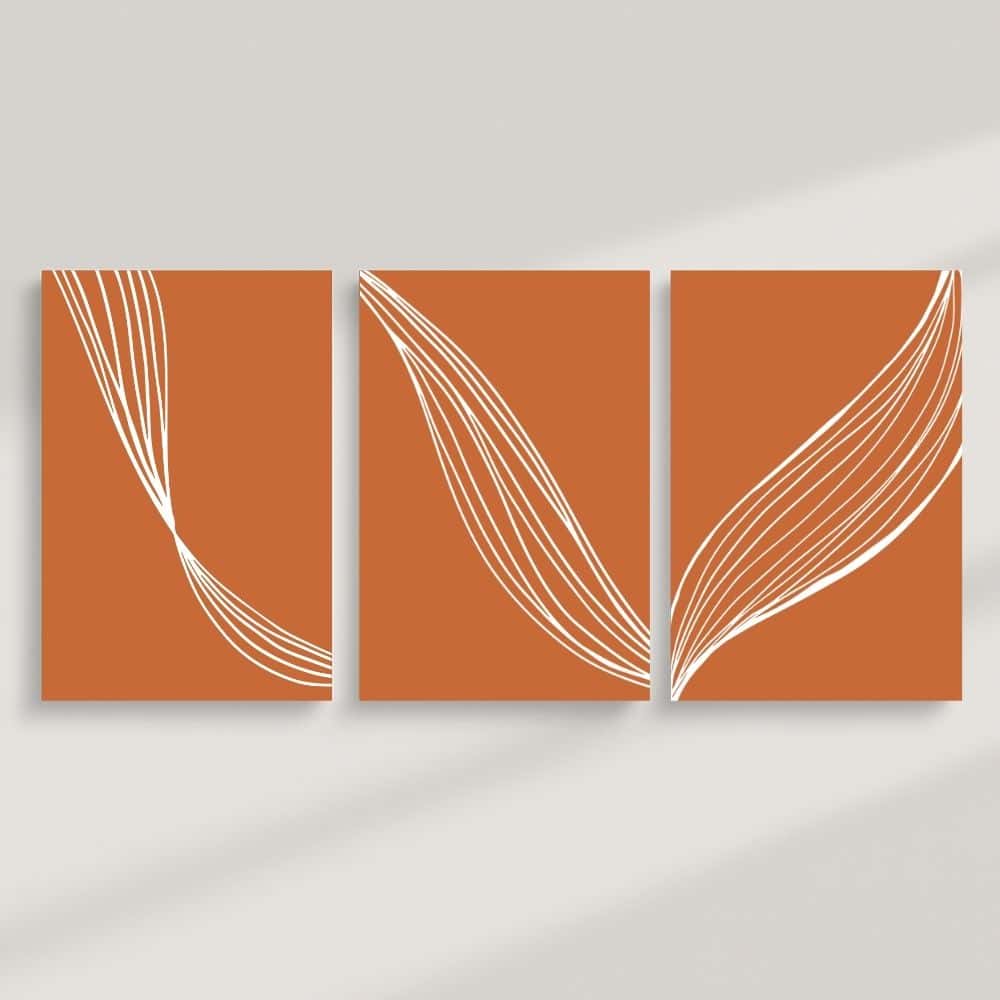 Flowing Line Movement Trio – Boho Canvas Wall Art ()