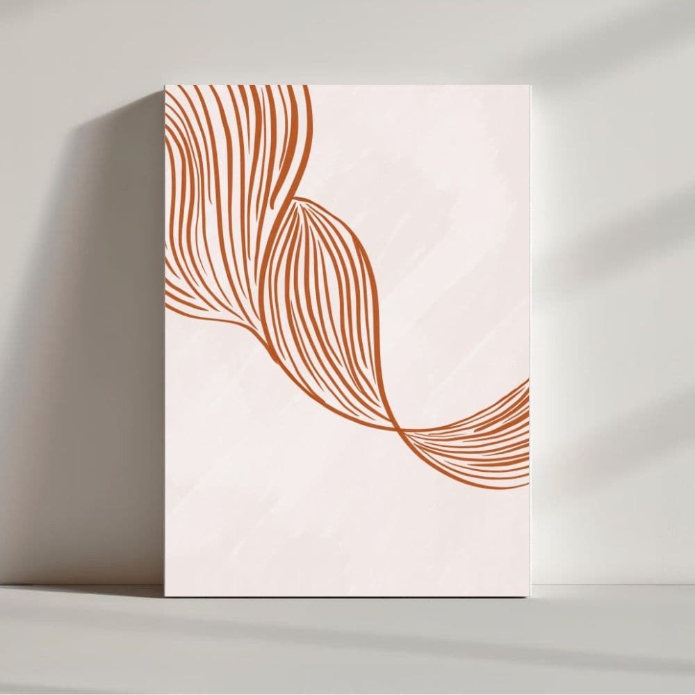 Flowing Lines in Terracotta Grace – Boho Canvas Wall Art ()