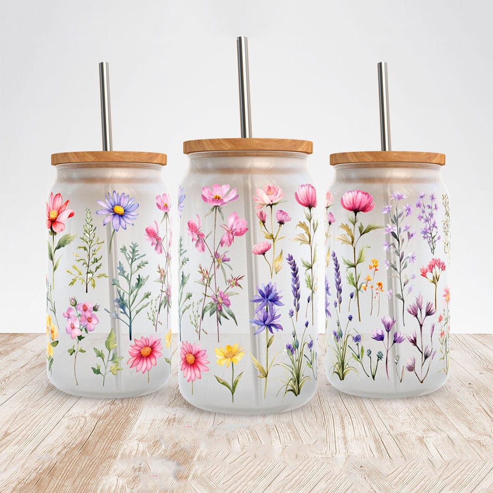 Garden Bouquet Bliss – Boho Clear Glass Can ()