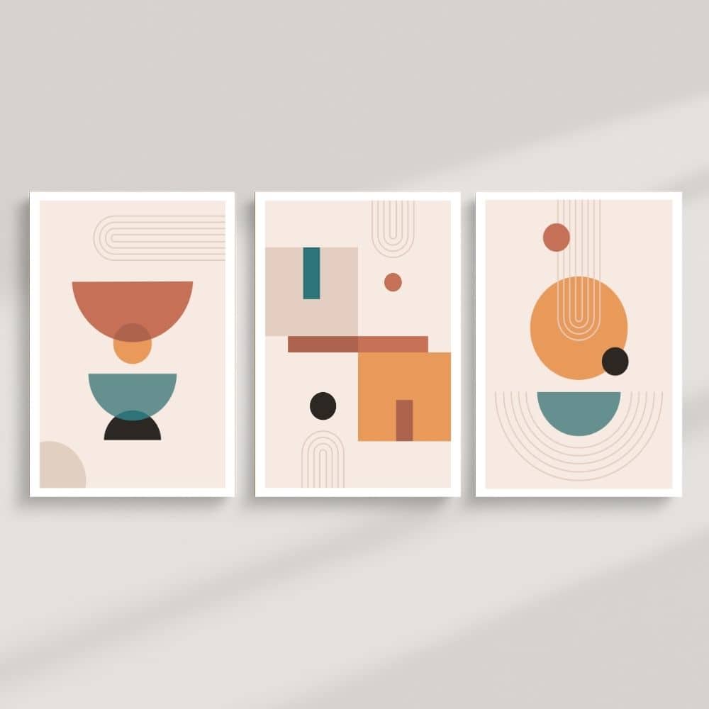 Geometric Balance in Earth Tones – Boho Canvas Wall Art ()