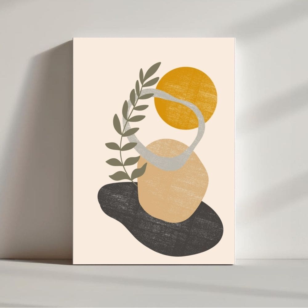 Golden Balance – Abstract Boho Botanical Wall Art ()