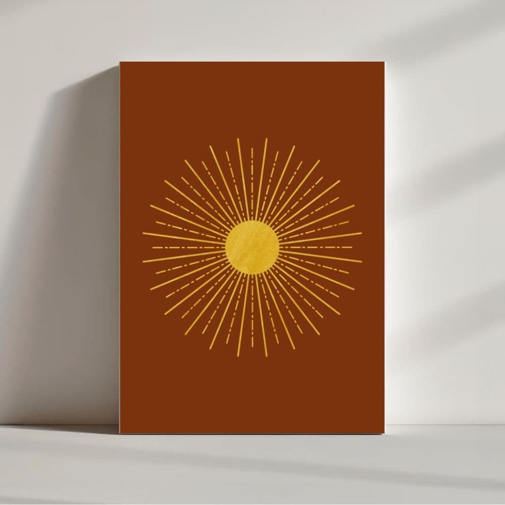 Golden Radiance Burst – Boho Canvas Wall Art ()