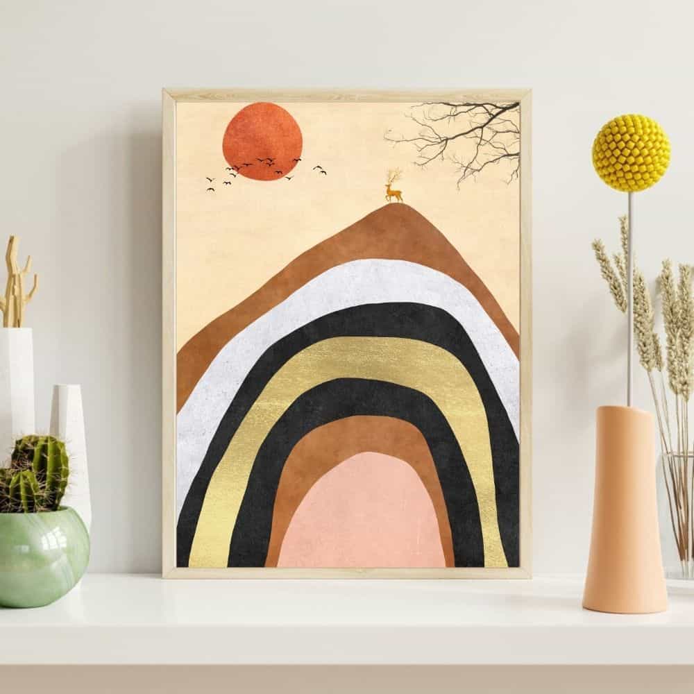 Golden Ridge & Sunset Layers – Boho Canvas Wall Art ()