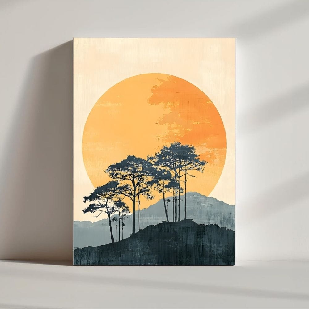 Golden Solstice Horizon – Boho Canvas Wall Art ()