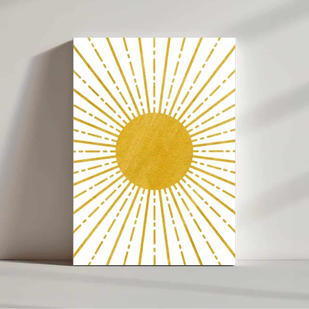 Golden Sunburst Glow – Boho Canvas Wall Art ()