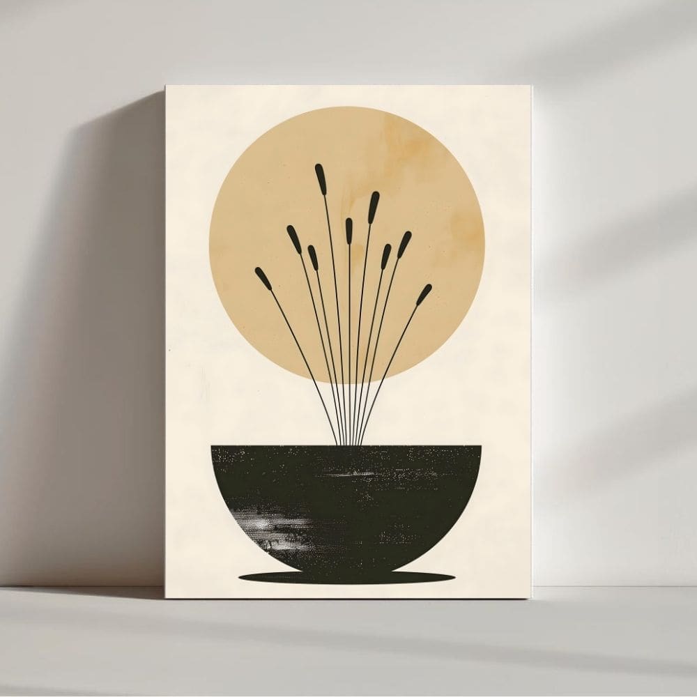 Midnight Bloom Still Life – Boho Canvas Wall Art ()