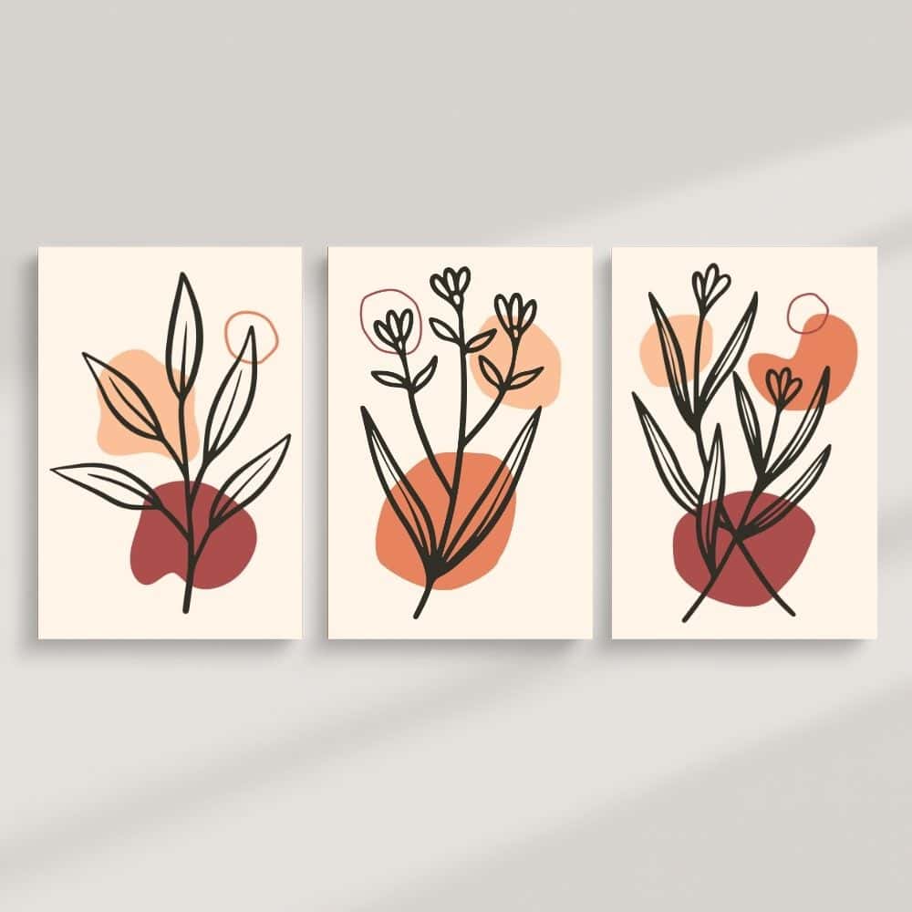 Minimal Botanical Contour – Boho Canvas Wall Art ()