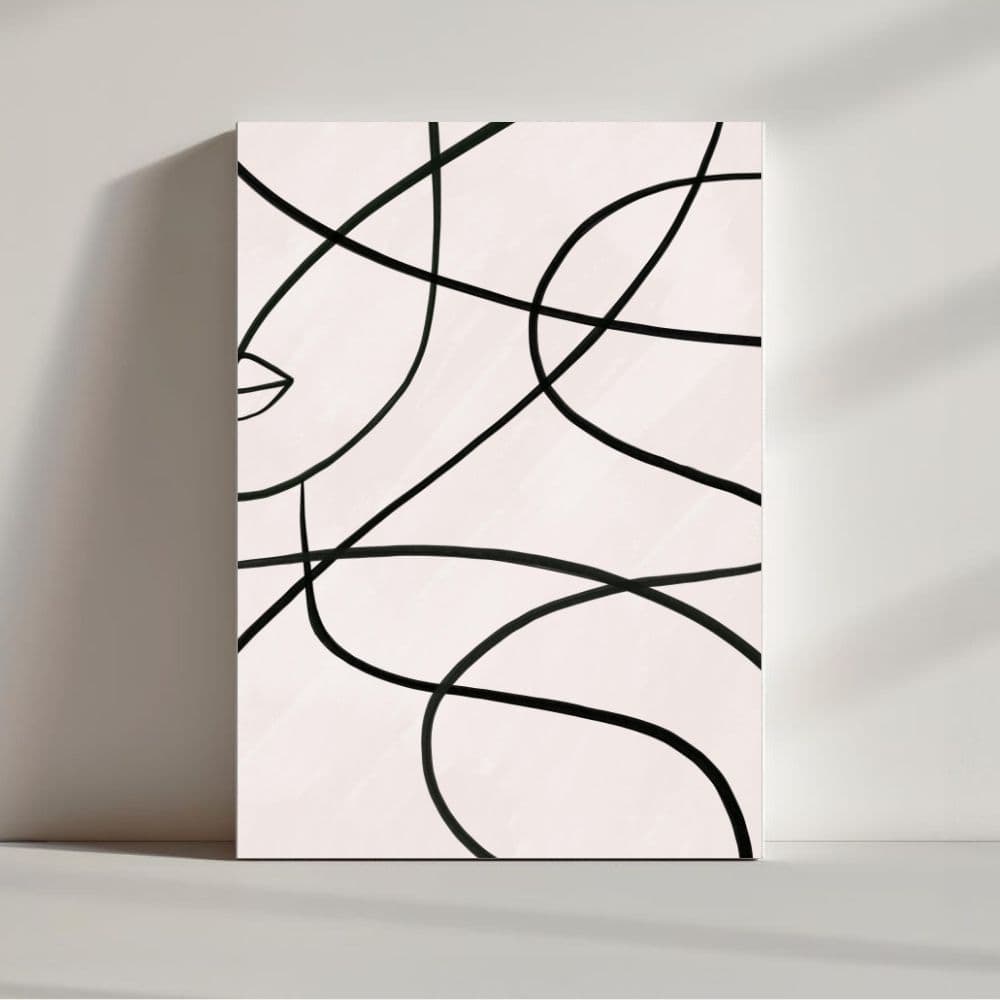 Minimalist Lines and Hidden Face – Boho Canvas Wall Art ()