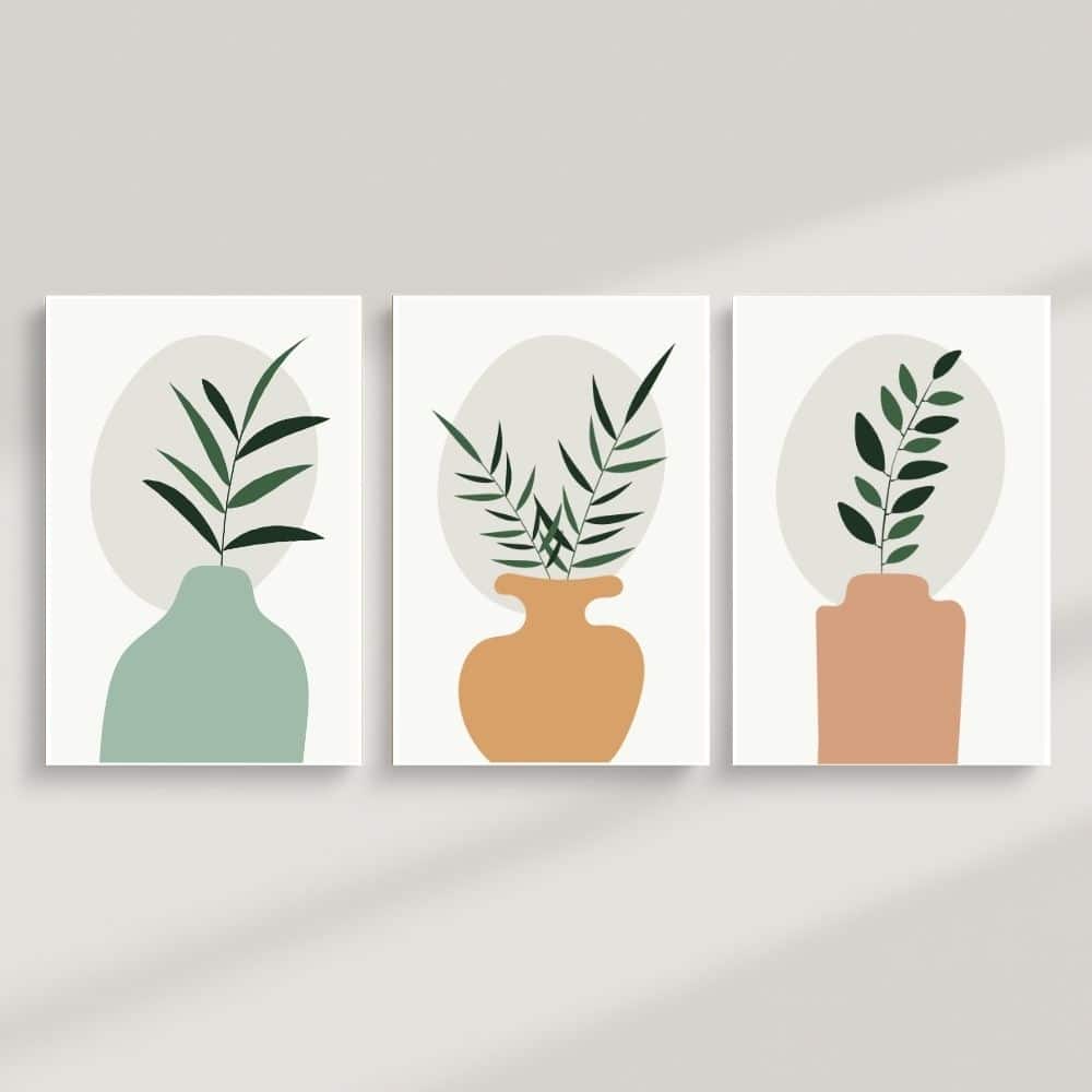 Minimalist Vase Botanicals – Boho Canvas Wall Art ()