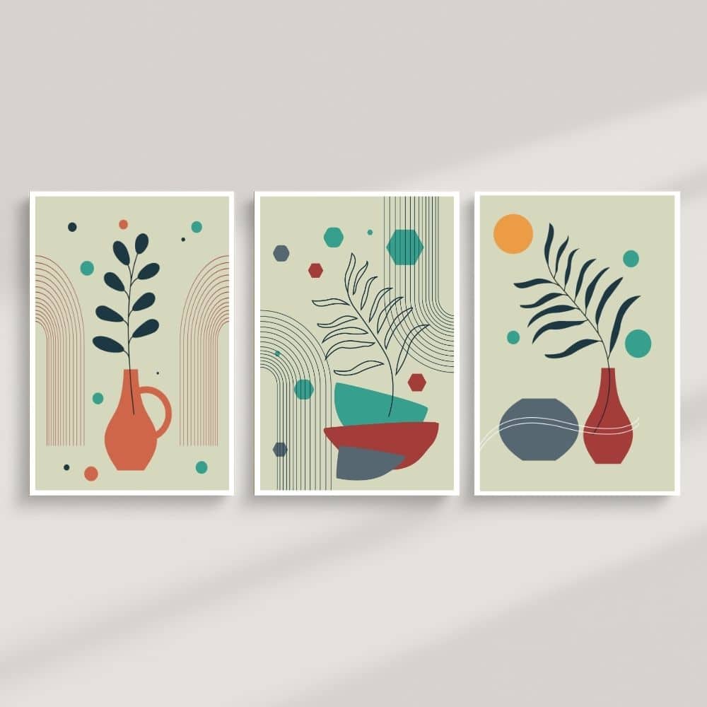 Modern Botanical Geometry – Boho Canvas Wall Art ()
