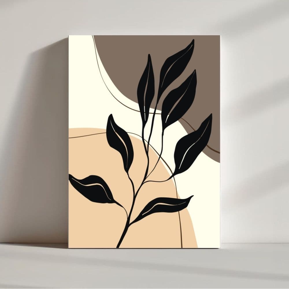 Monochrome Leaf – Minimalist Boho Botanical Canvas Art ()