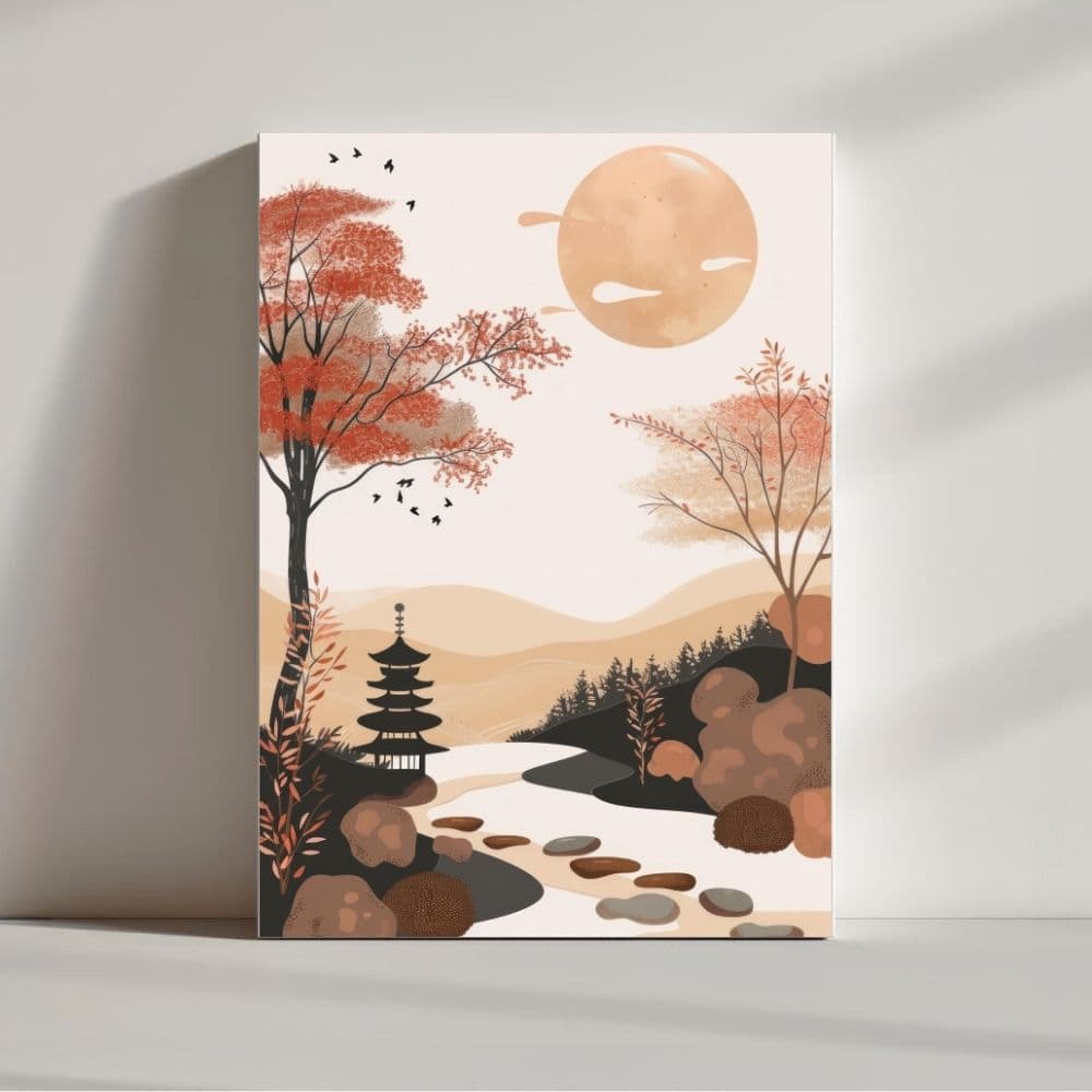 Moonlit Zen Garden Path – Boho Canvas Wall Art ()
