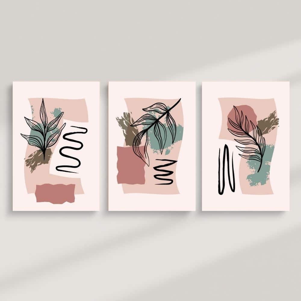 Muted Botanical Swirl – Boho Canvas Wall Art ()