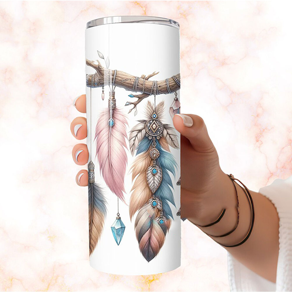 Mystic Feather Dreams – Boho Skinny Tumbler ()