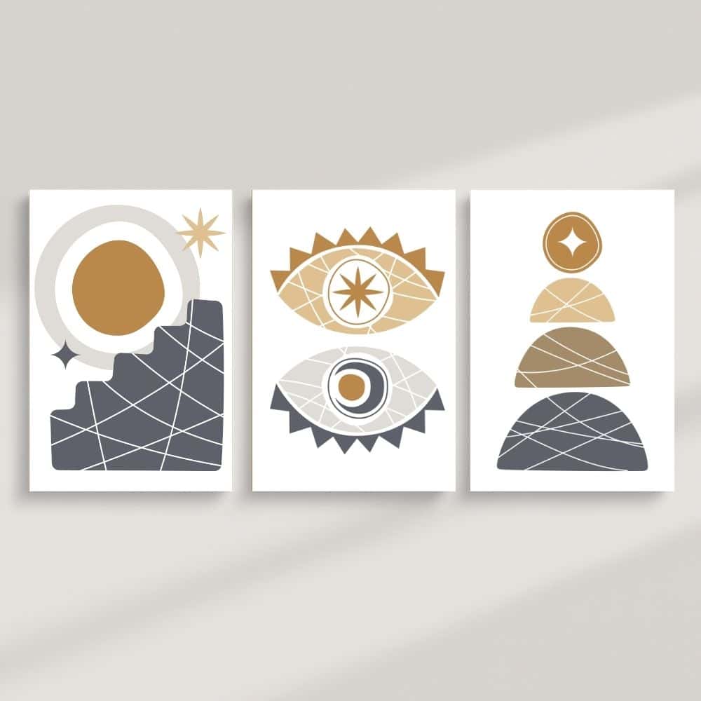 Mystic Symbols in Earthy Tones – Boho Canvas Wall Art ()