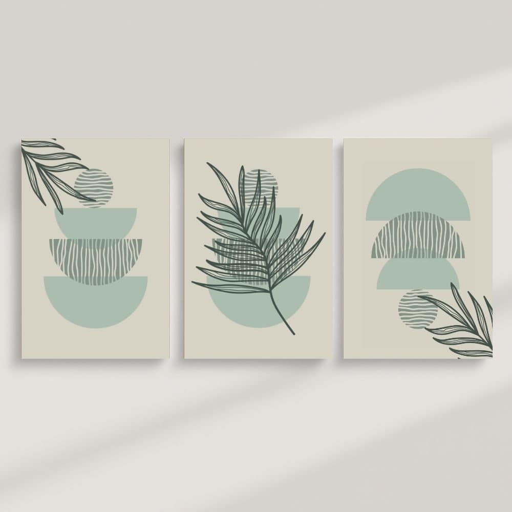 Palm Lines & Geometric Balance – Boho Canvas Wall Art ()