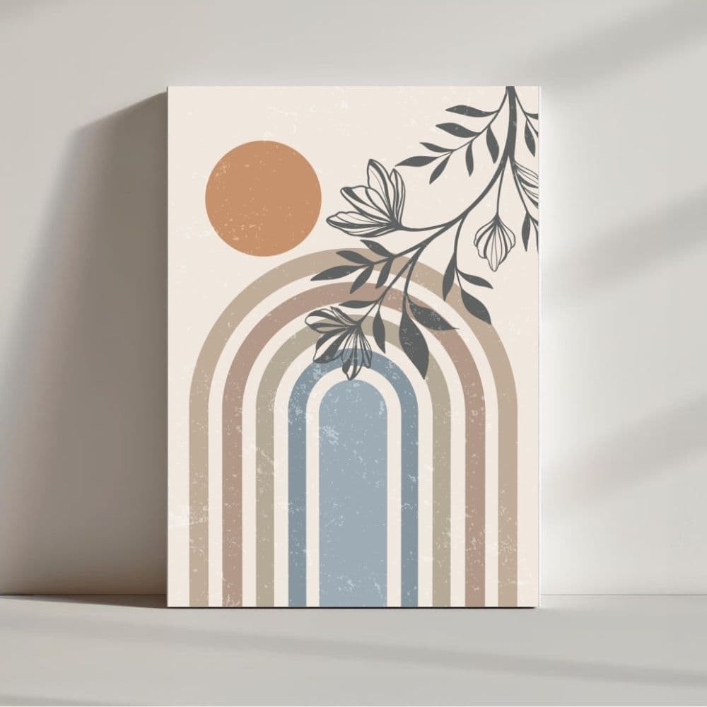 Pastel Archway of Bloom and Light – Boho Canvas Wall Art ()