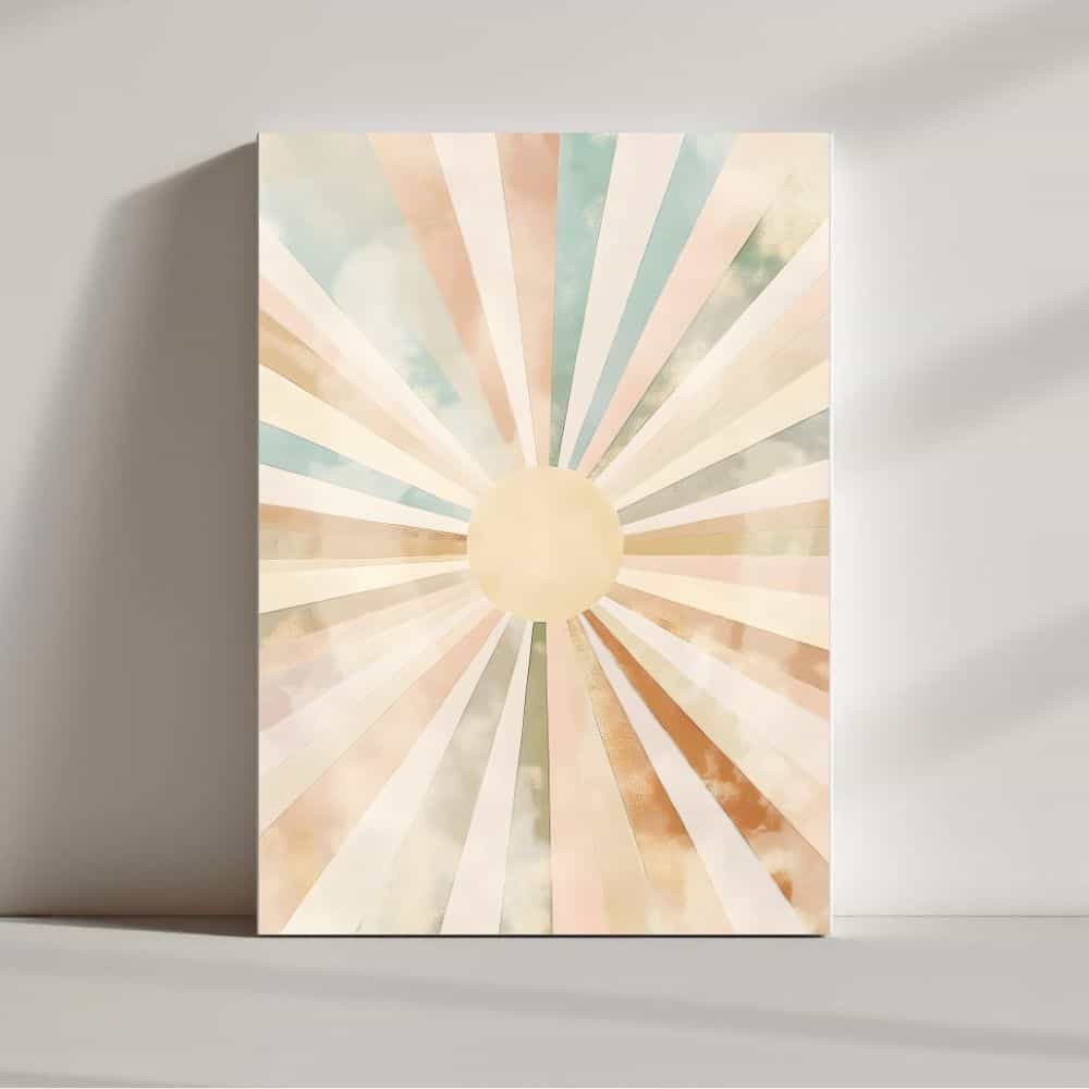 Pastel Dreamscape Sun – Boho Canvas Wall Art ()