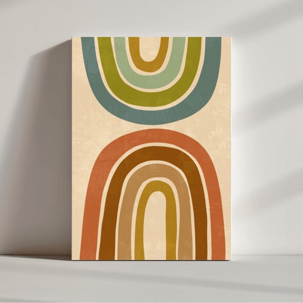 Retro Rainbow Harmony – Boho Canvas Wall Art ()