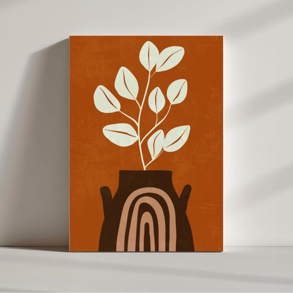 Rooted in Warmth – Boho Plant Vase Wall Art ()