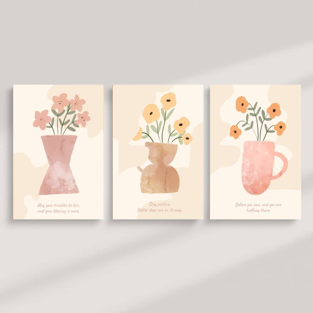 Soft Florals & Uplifting Quotes – Boho Canvas Wall Art ()