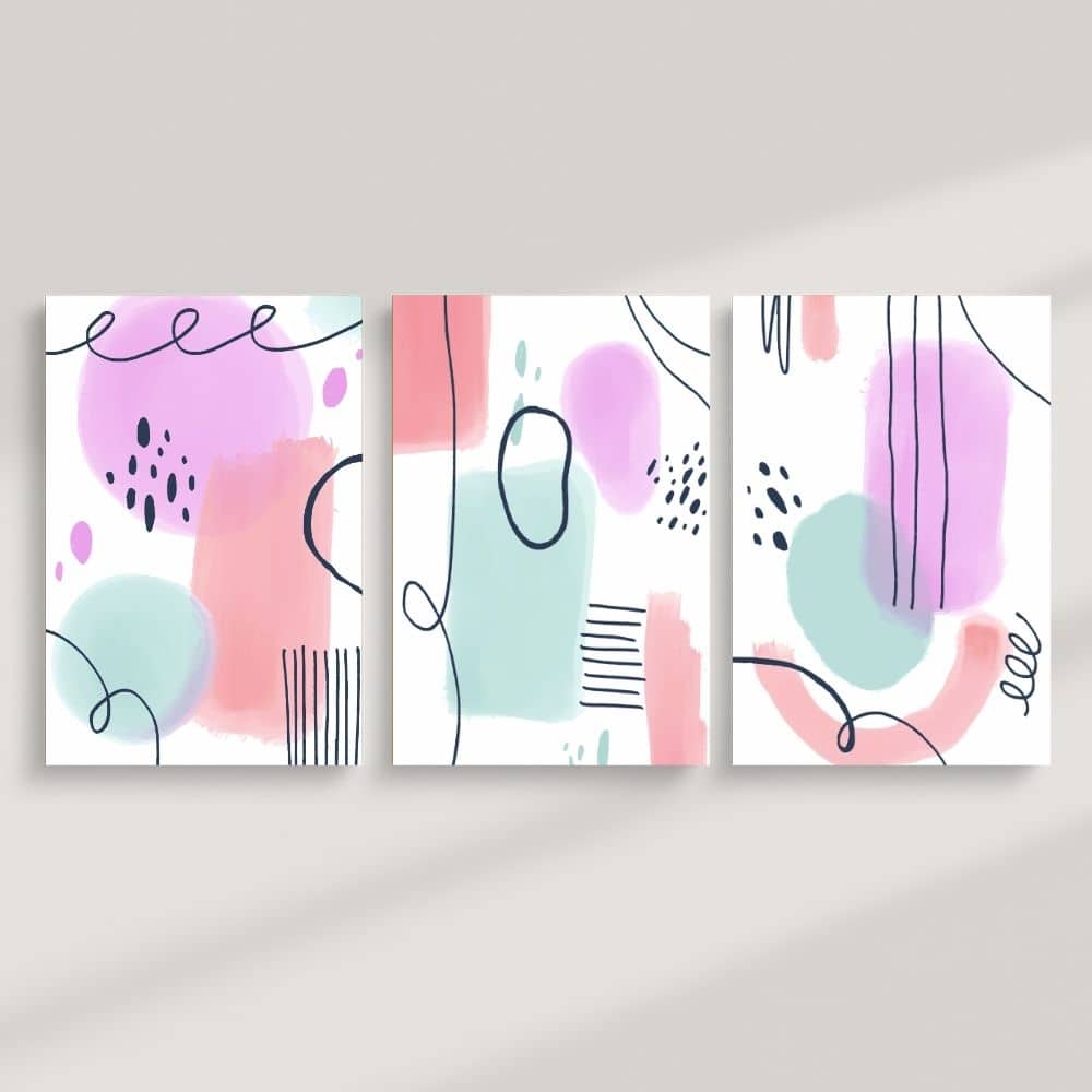 Soft Pastel Abstract Shapes – Boho Canvas Wall Art ()