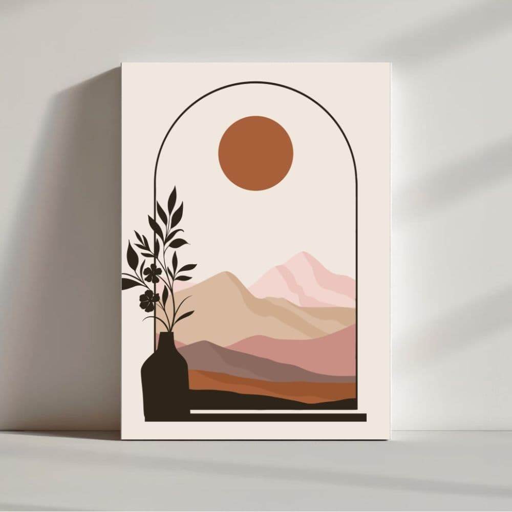 Soft Peaks and Still Bloom – Boho Canvas Wall Art ()