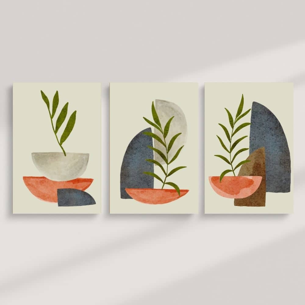 Stacked Balance & Olive Greens – Boho Canvas Wall Art ()