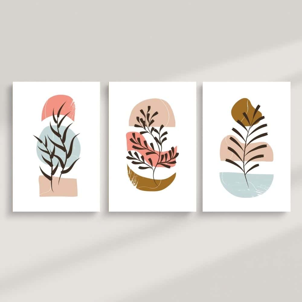 Stacked Harmony Botanicals – Boho Canvas Wall Art ()