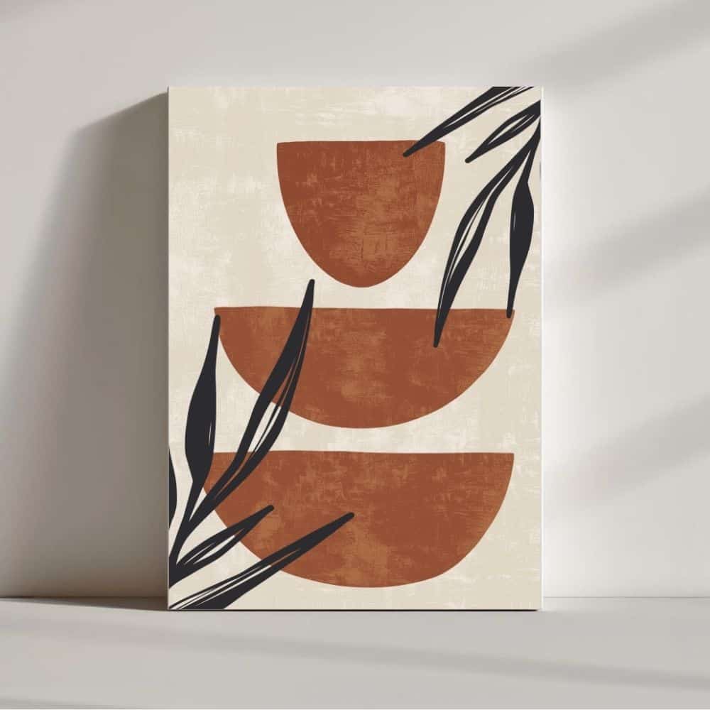Stacked Terracotta Harmony – Boho Canvas Wall Art ()
