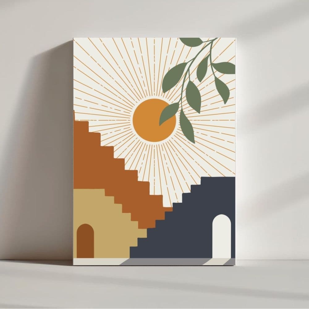 Stairway to Sunlight Harmony – Boho Canvas Wall Art ()