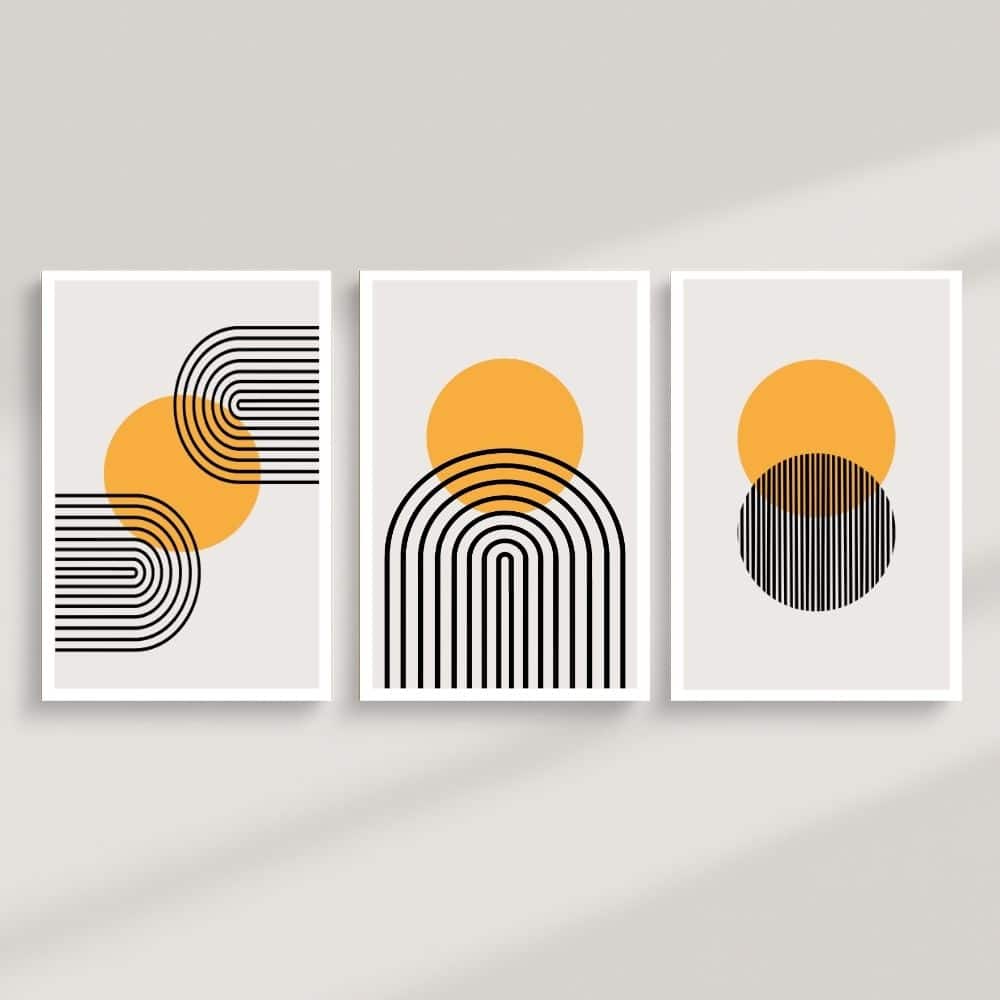 Sun Arches & Line Harmony – Boho Canvas Wall Art ()